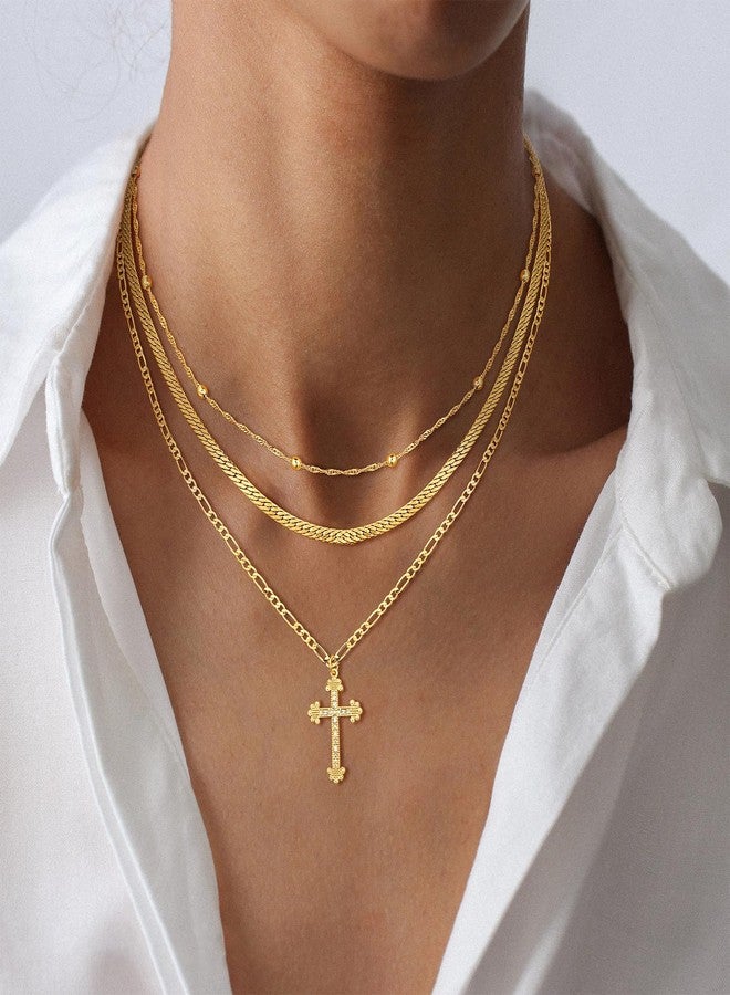 VIROMY Gold Layered Cross Necklace for Women - Dainty Gold Plated Cross Pendant Necklace Stack Pendant Stacked Necklaces Set Faith Jewelry Set Religious Gifts for Women - Image 2